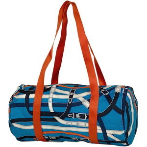 HERMES Cavalcadour Duffle Mini Eco Bag Foldable Shoulder Silk Blue Multicolor A